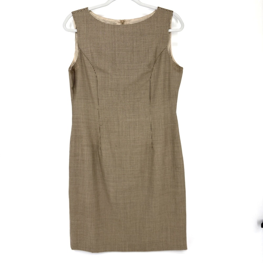 Vintage Laura Ashley Dress Women's 10 Brown Houndstooth Wool Sheath Career